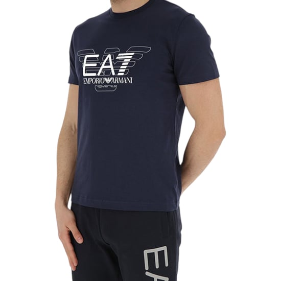 ARMANI EA7 3ZPT45 Mens Cotton T-Shirt Emporio Armani Summer Tops Navy Blue Tees - Image 3