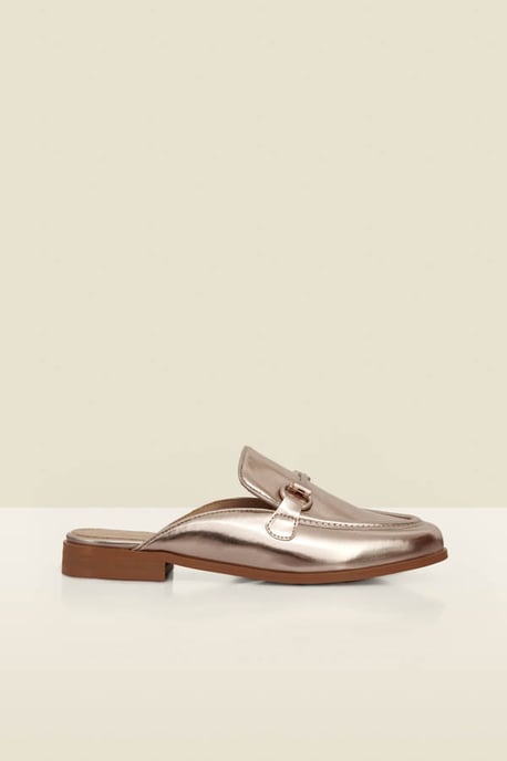 Champagne Gold Snaffle Trim Mule Loafer - Image 1