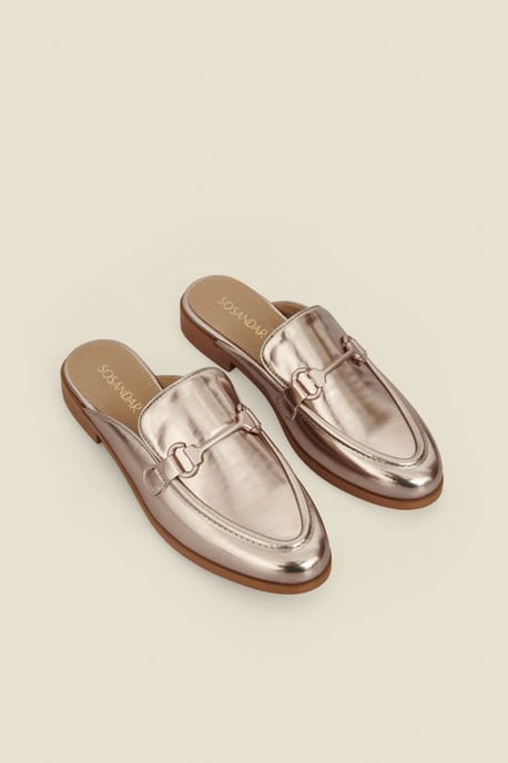 Champagne Gold Snaffle Trim Mule Loafer - Image 2
