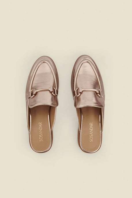Champagne Gold Snaffle Trim Mule Loafer - Image 3