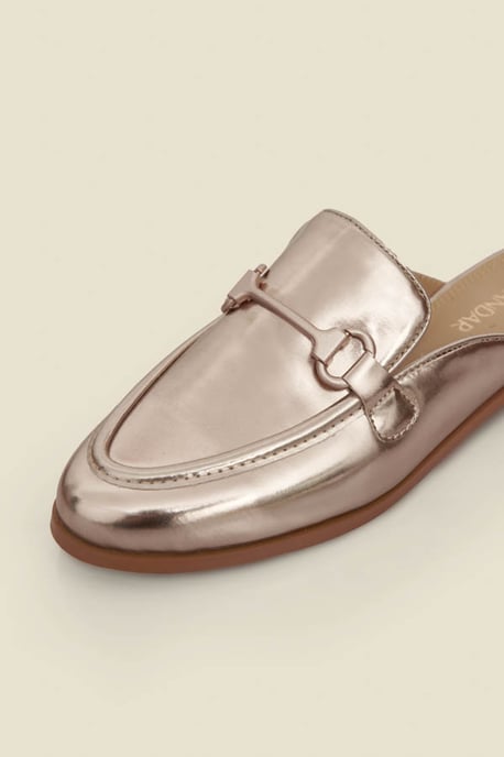 Champagne Gold Snaffle Trim Mule Loafer - Image 4