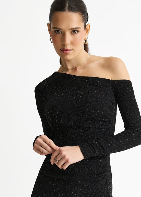 Black Hot Fix Studded Jersey Midi Dress - Image 2