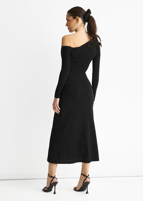 Black Hot Fix Studded Jersey Midi Dress - Image 4