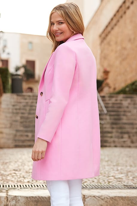 Rosé Pink Tailored Coat With Buttons - Image 4