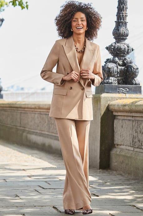Camel Wide Leg Trousers - Image 3