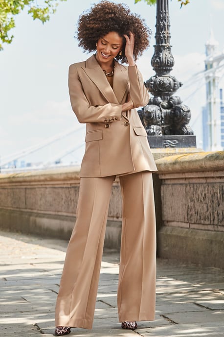 Camel Wide Leg Trousers - Image 4