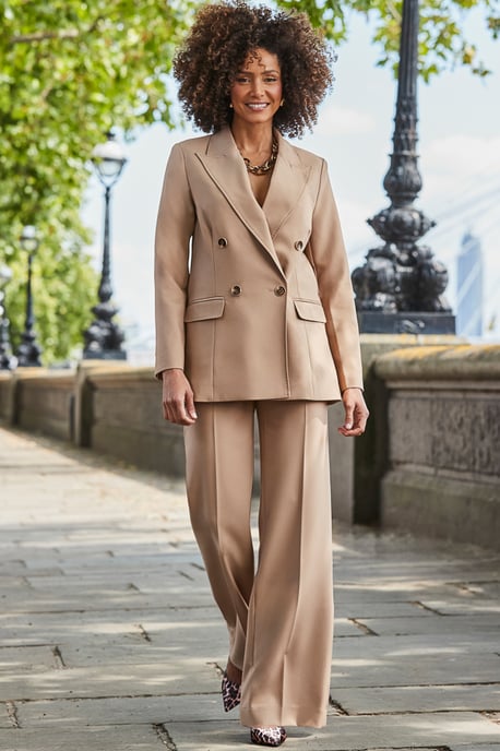 Camel Wide Leg Trousers - Image 5