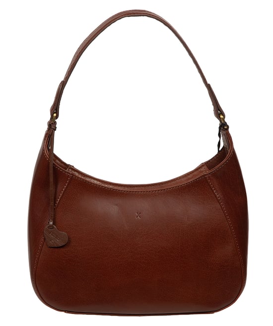 'Lucia' Conker Brown Leather Grab Bag - Image 1