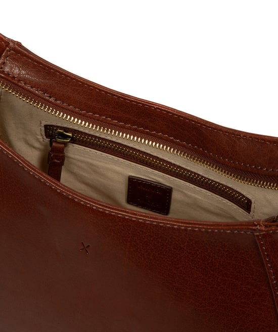 'Lucia' Conker Brown Leather Grab Bag - Image 4