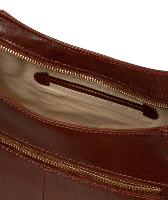 'Lucia' Conker Brown Leather Grab Bag - Image 5