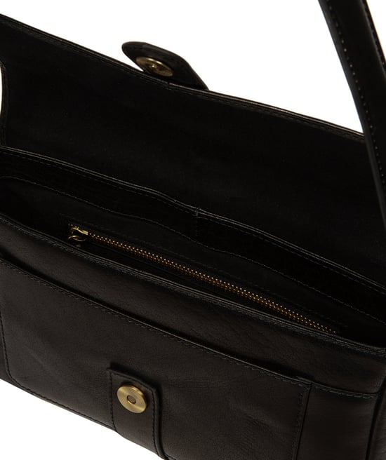 'Elvira' Black Leather Evening Bag - Image 4