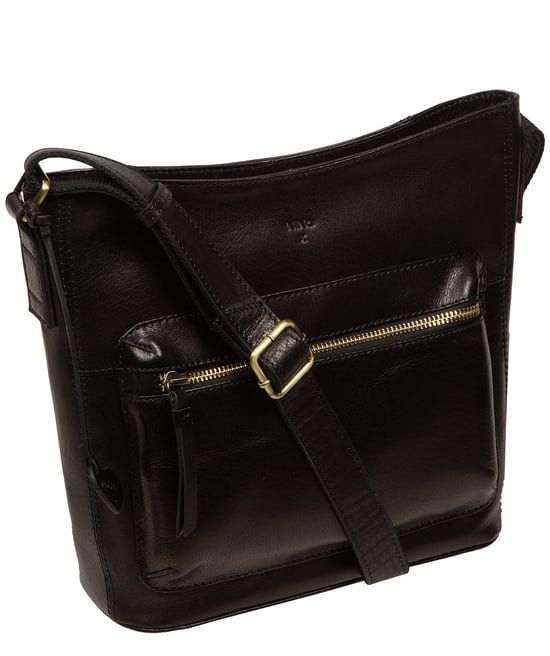 'Orla' Black Leather Shoulder Bag - Image 3