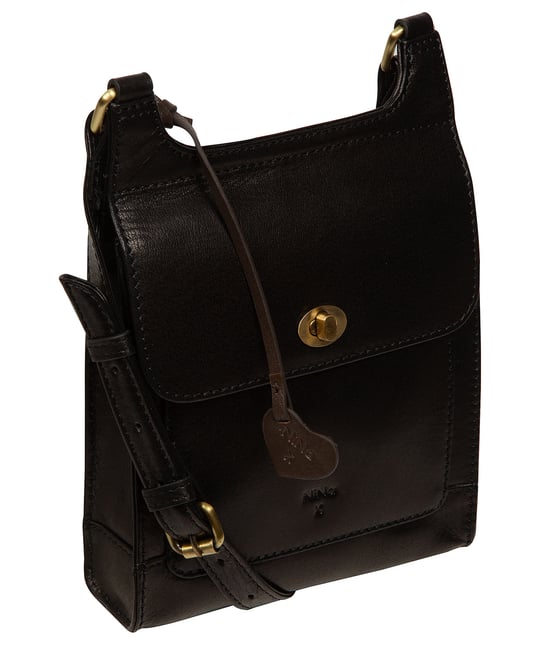 'Estella' Black Leather Cross Body Bag - Image 4