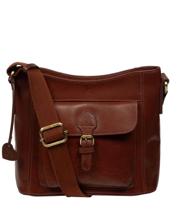 'Massima' Conker Brown Leather Cross Body Bag - Image 1