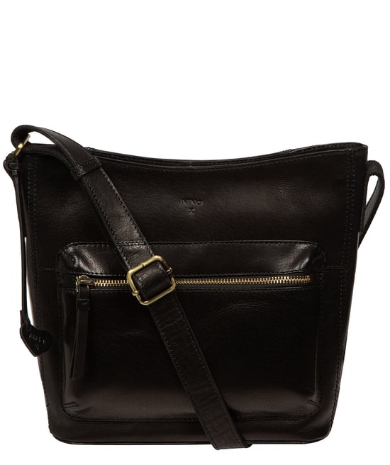 'Ornella' Black Leather Cross Body Bag - Image 1