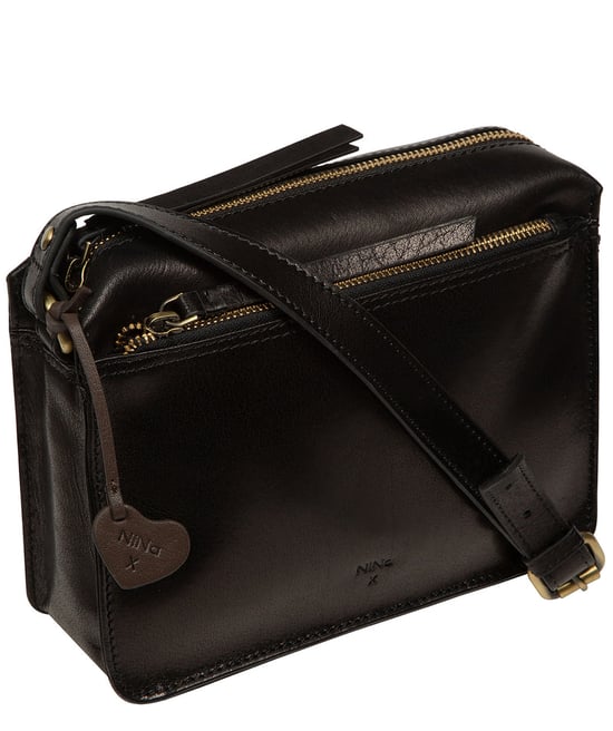 'Capri' Black Leather Cross Body Bag - Image 4