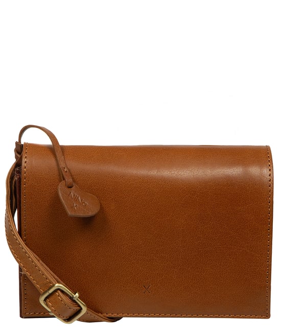 'Chiara' Conker Brown & Dark Tan Leather Cross Body Bag - Image 1