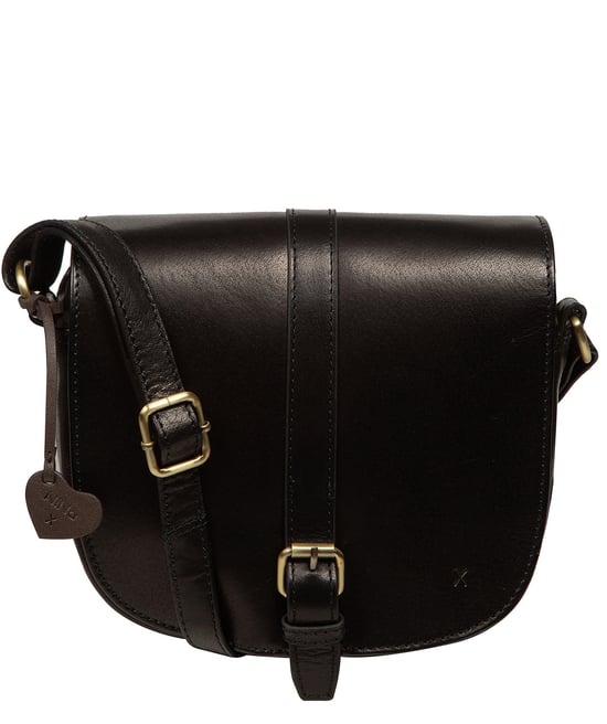 'Petra' Black Leather Cross Body Bag - Image 1
