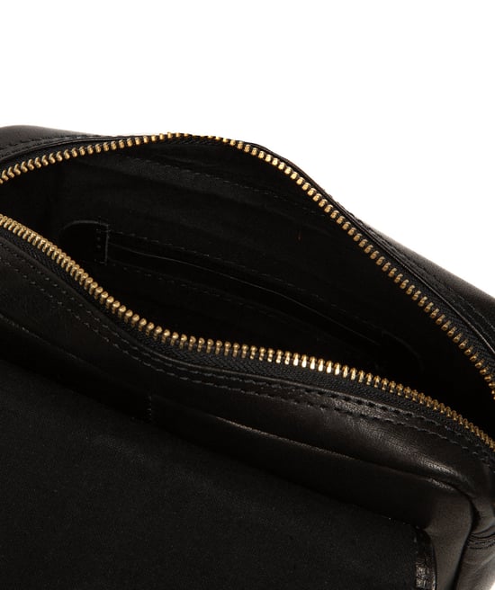 'Petra' Black Leather Cross Body Bag - Image 5