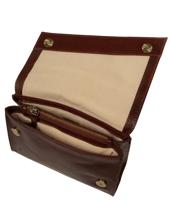 'Natalina' Conker Brown Leather Cross Body Bag - Image 3