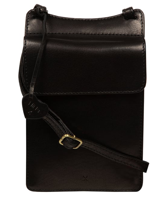 'Izara' Black Leather Cross Body Phone Bag - Image 1