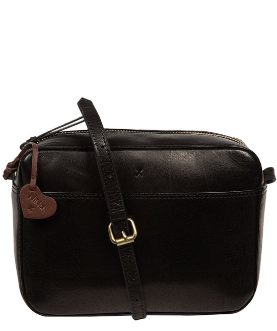 'Livia' Black Leather Cross Body Bag - Image 1