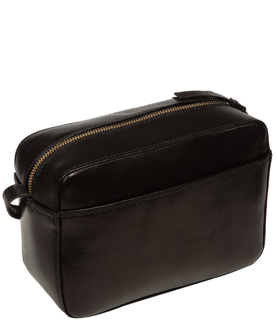 'Livia' Black Leather Cross Body Bag - Image 2