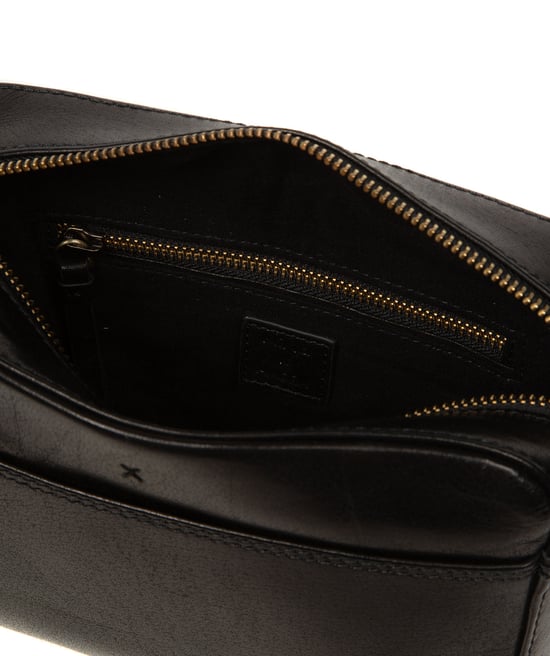 'Livia' Black Leather Cross Body Bag - Image 3