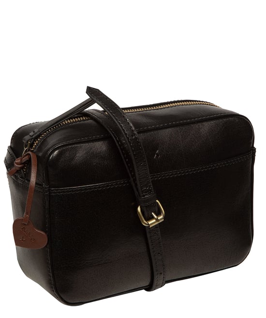 'Livia' Black Leather Cross Body Bag - Image 4
