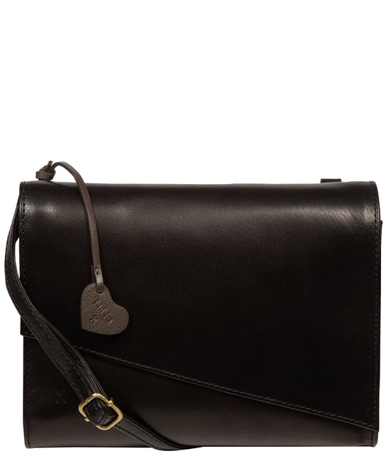 'Natalina' Black Leather Cross Body Bag - Image 1