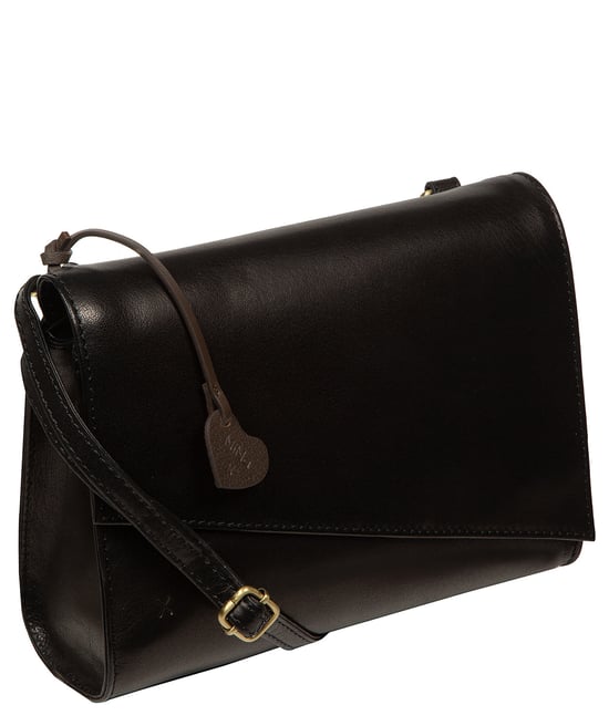 'Natalina' Black Leather Cross Body Bag - Image 4
