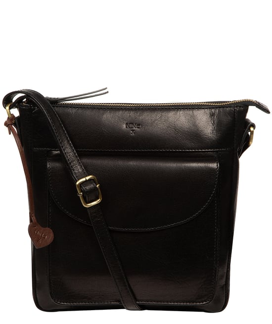 'Teodora' Black Leather Cross Body Bag - Image 1