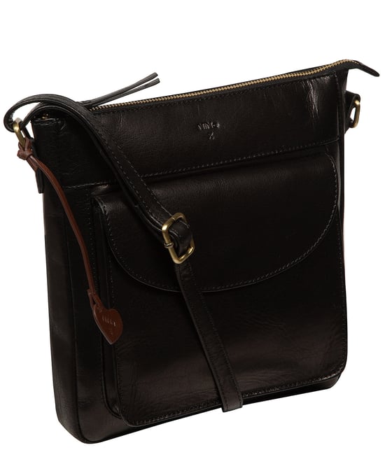 'Teodora' Black Leather Cross Body Bag - Image 4