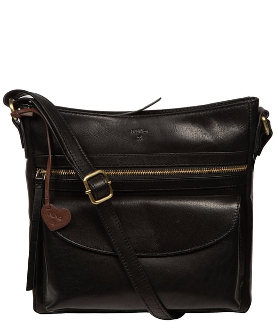 'Carina' Black Leather Cross Body Bag - Image 1