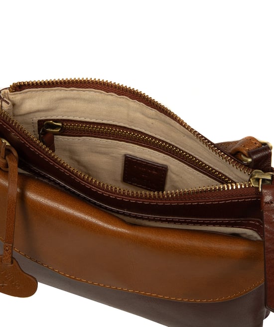 'Ornella' Conker Brown Leather Cross Body Bag - Image 3