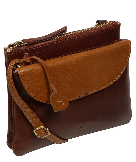 'Ornella' Conker Brown Leather Cross Body Bag - Image 4