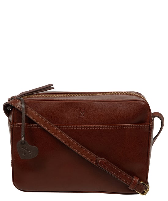 'Livia' Conker Brown Leather Cross Body Bag - Image 1