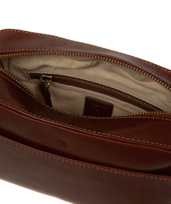 'Livia' Conker Brown Leather Cross Body Bag - Image 3