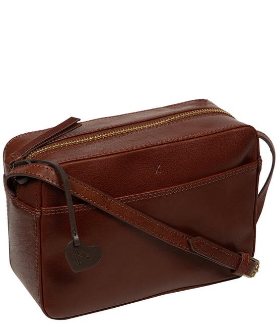 'Livia' Conker Brown Leather Cross Body Bag - Image 4