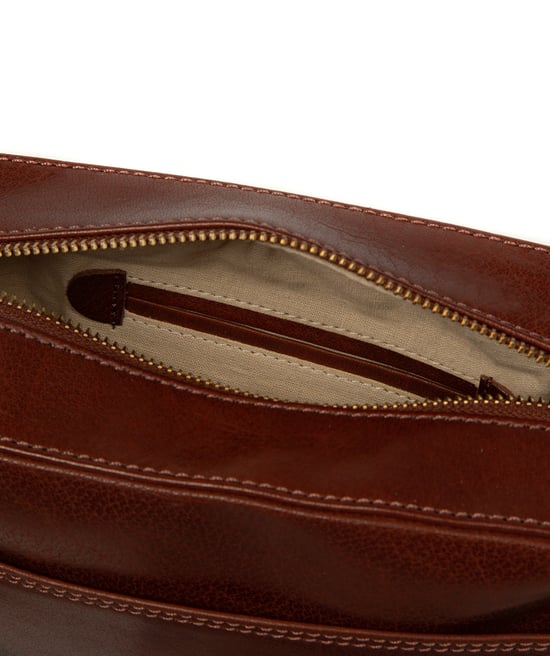 'Livia' Conker Brown Leather Cross Body Bag - Image 5