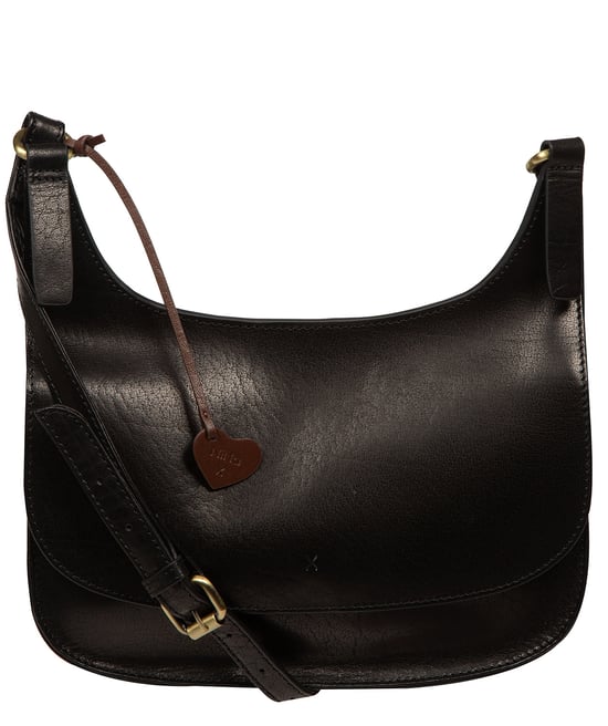 'Elettra' Black Leather Cross Body Bag - Image 1