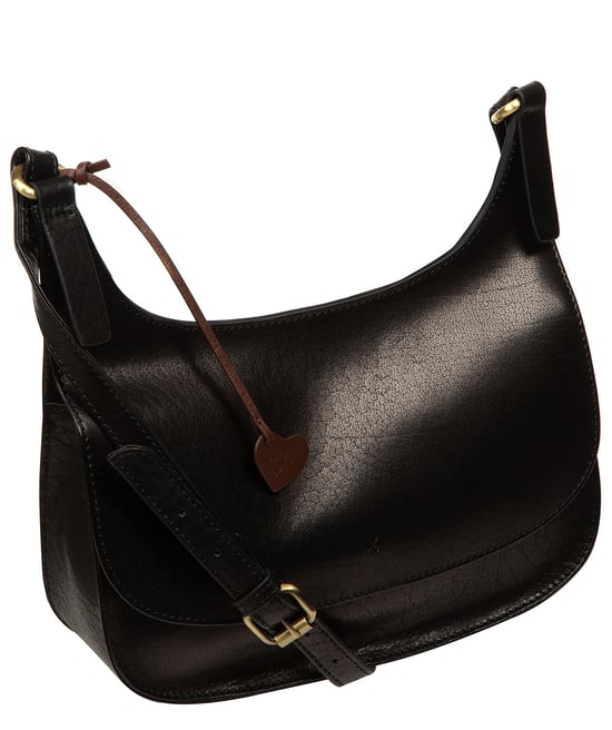 'Elettra' Black Leather Cross Body Bag - Image 4