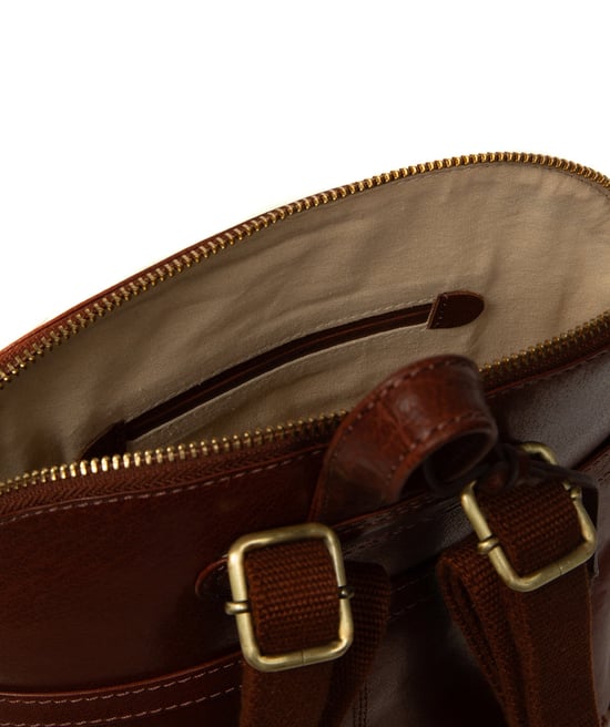 'Antonia' Conker Brown Leather Backpack - Image 5