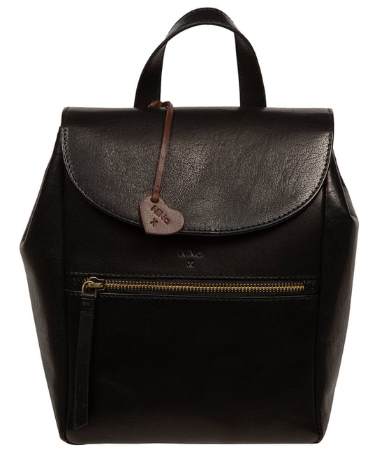 'Fabiana' Black Leather Backpack - Image 1