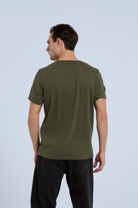 'Classico' Men's Cotton T-Shirt Short Sleeve Breathable Casual Summer Tee Khaki - Image 4