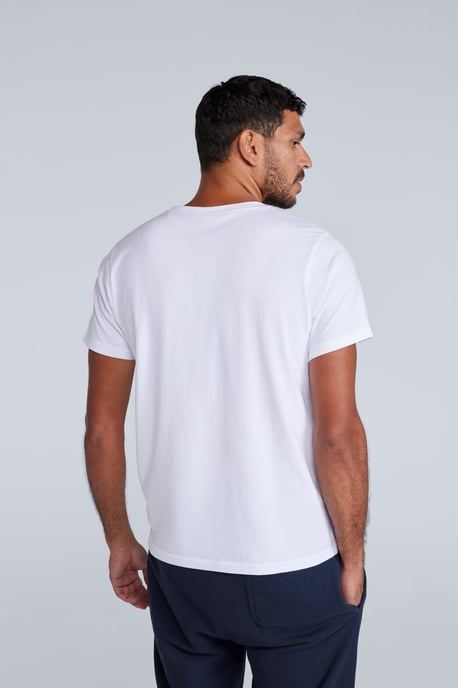 'Classico' Men's Cotton T-Shirt Short Sleeve Breathable Casual Summer Tee White - Image 3