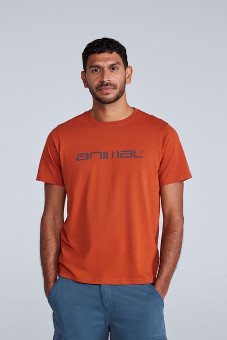 'Classico' Men's Cotton T-Shirt Short Sleeve Breathable Casual Summer Tee Rust - Image 1