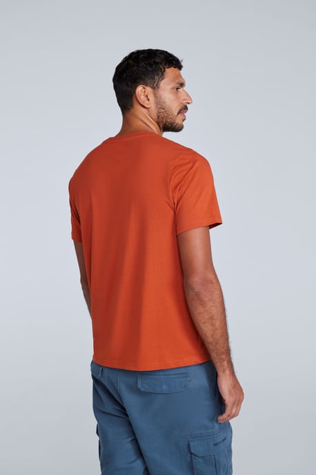 'Classico' Men's Cotton T-Shirt Short Sleeve Breathable Casual Summer Tee Rust - Image 2