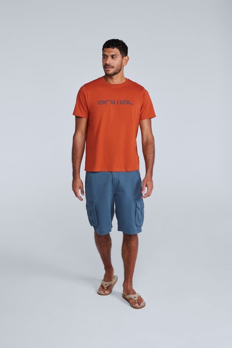 'Classico' Men's Cotton T-Shirt Short Sleeve Breathable Casual Summer Tee Rust - Image 3