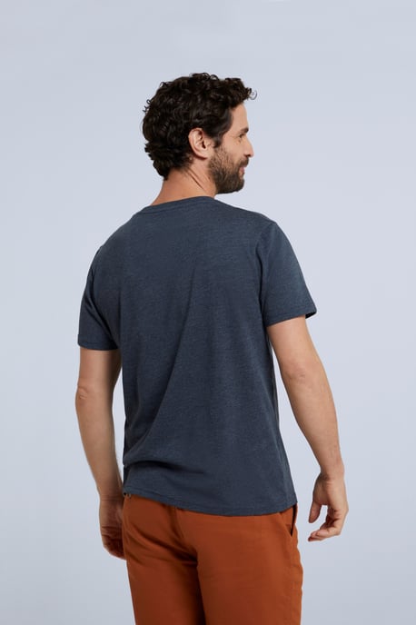 'Jacob' Men's Cotton T-Shirt Comfy Beach Summer Casual Tee Navy - Image 3